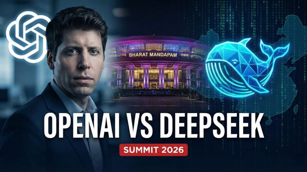 OpenAI vs DeepSeek AI rivalry at India AI Impact Summit 2026 in New Delhi