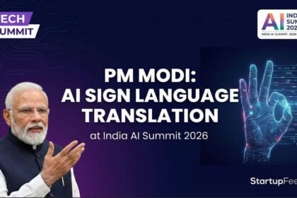 PM Narendra Modi AI sign language translation screen at India AI Impact Summit 2026 Bharat Mandapam