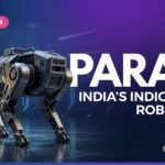 "PARAM robot dog India by General Autonomy Bengaluru 2026 — A rugged, Made-in-India quadruped robot standing on a dark tech background. The 35kg robot features a custom Agile-Locomotion stack, 8-hour battery life, and 90% indigenous content, positioned as a rival to the Unitree Go2."