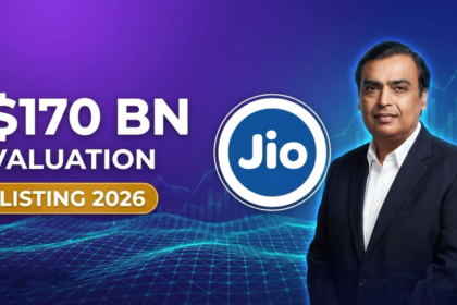 Mukesh Ambani featured next to Reliance Jio logo and $170 Billion valuation text. Featured image for StartupFeed analysis on the math behind India's biggest IPO scheduled for 2026.