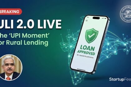 Featured image for ULI 2.0 Unified Lending Interface launch showing a smartphone displaying a 'Loan Approved' green checkmark against a digital map of India. The image includes RBI Governor Shaktikanta Das and the official RBI logo, symbolizing the "UPI Moment" for rural credit delivery in Uttar Pradesh, Bihar, and Karnataka.