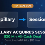 M&A graphic showing Capillary Technologies acquiring Mastercard's SessionM in a $20 million all-cash deal, pushing their combined ARR over $115 million.