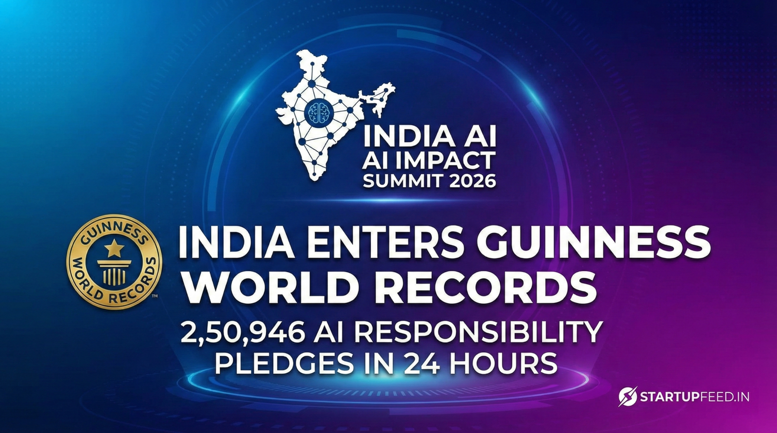 India Guinness World Record AI responsibility pledge 250946 IndiaAI Mission Intel India Ashwini Vaishnaw Bharat Mandapam 2026