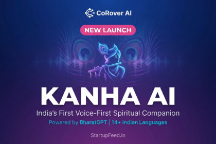 CoRover AI CEO Ankush Sabharwal announcing the launch of Kanha AI, India's first voice-first spiritual companion inspired by Lord Krishna, built on the multilingual BharatGPT model.
