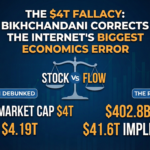 Info Edge founder Sanjeev Bikhchandani and Alphabet CEO Sundar Pichai alongside a stock versus flow comparison chart, debunking the viral economics fallacy that Google's $4 trillion market cap is bigger than India's $4.19 trillion GDP.