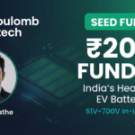 Coulomb Litech CEO Ameya Sathe alongside the ₹20 Cr seed funding announcement. The startup builds 51V to 700V heavy-duty EV batteries for electric tractors, cranes, and commercial machines.