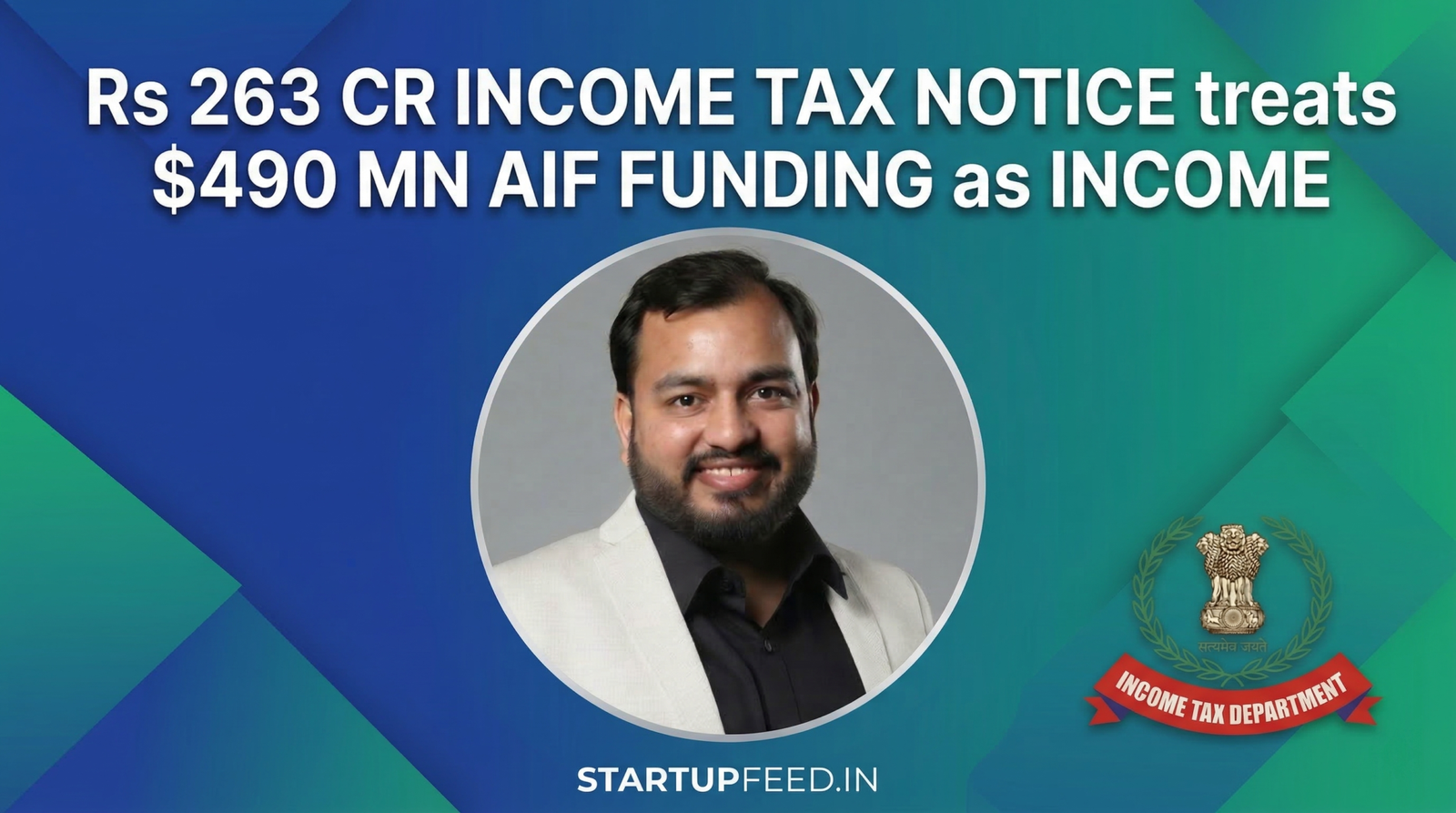 hysicsWallah CEO Alakh Pandey and the Income Tax Department logo on a featured image discussing the Rs 263.34 crore tax notice issued under Section 143(3) regarding AIF funding.