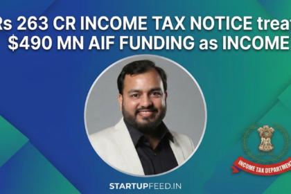 hysicsWallah CEO Alakh Pandey and the Income Tax Department logo on a featured image discussing the Rs 263.34 crore tax notice issued under Section 143(3) regarding AIF funding.
