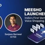 Meesho CEO Vidit Aatrey and CTO Sanjeev Barnwal announce the launch of Vaani, a vernacular AI voice shopping assistant designed for 250 million Bharat users.