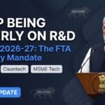 Prime Minister Narendra Modi addressing stakeholders in a post-budget webinar, emphasizing the Need for Research and Development (R&D) and Free Trade Agreements (FTAs) for Indian startups and MSMEs.
