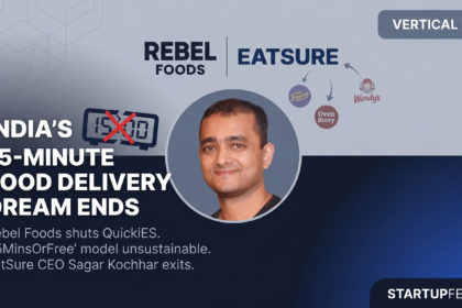 Former EatSure CEO Sagar Kochhar alongside news that Rebel Foods has shut down its 15-minute food delivery vertical, QuickiES.