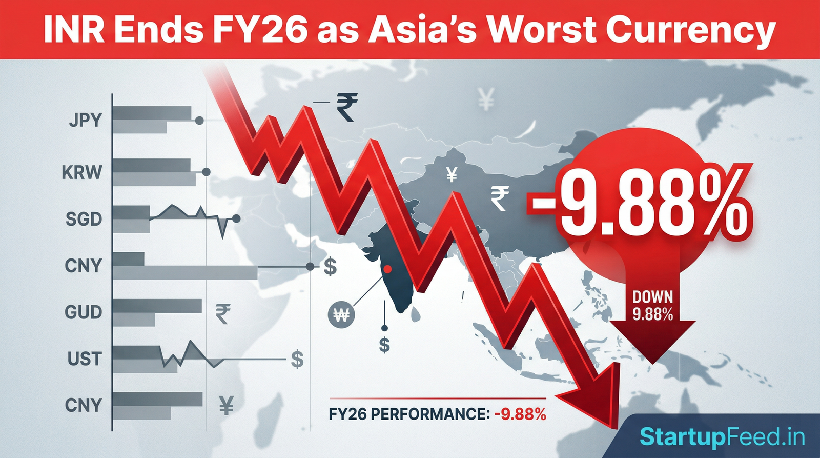 INR Ends FY26 as Asia's Worst Currency — Down 9.88%