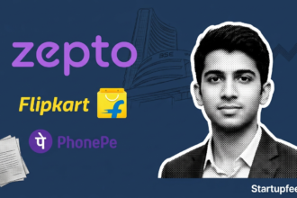 Indian Startup IPO 2026 pipeline featuring Zepto, Flipkart and PhonePe logos with SEBI building sketch and Rs 47000 Cr tracker graphic.
