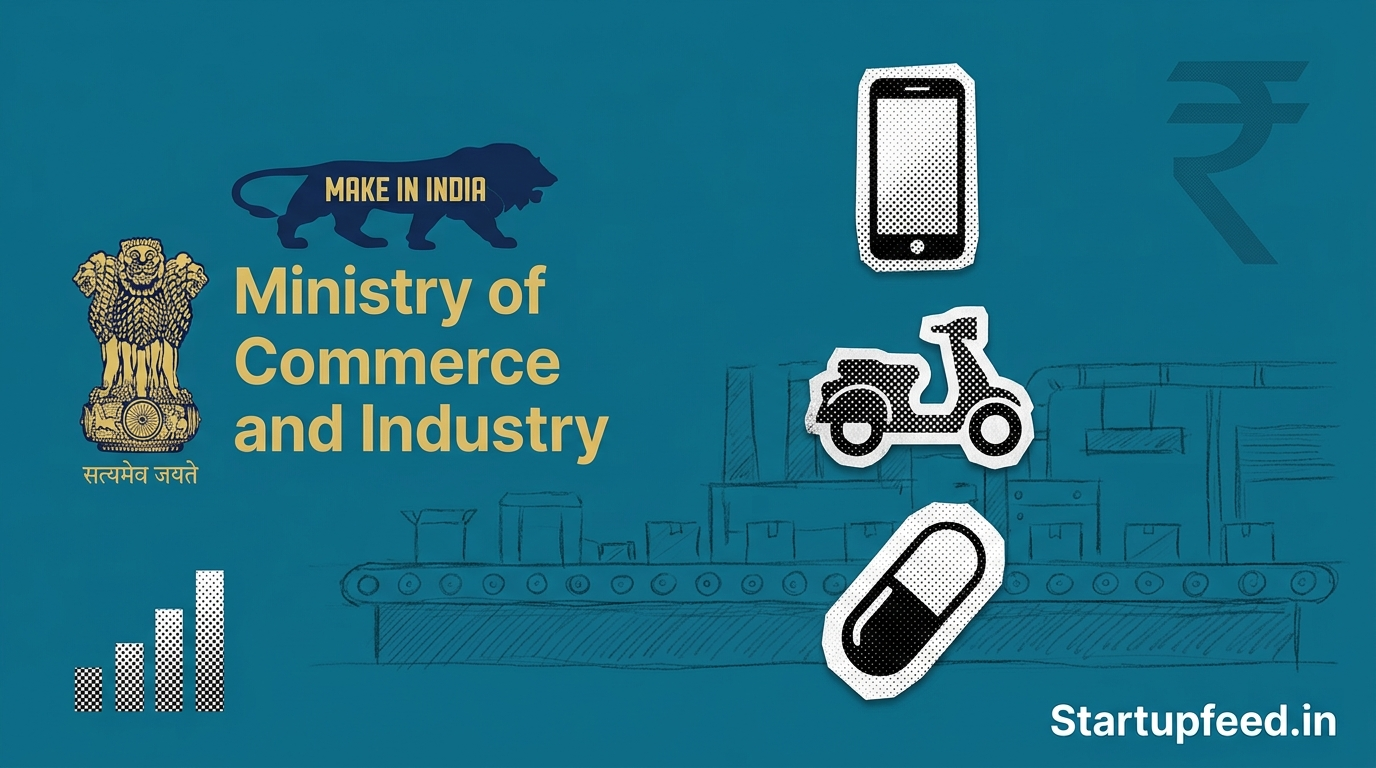 PLI scheme India overview showing 14 manufacturing sectors covered under the Rs 1.97 lakh crore production linked incentive programme
