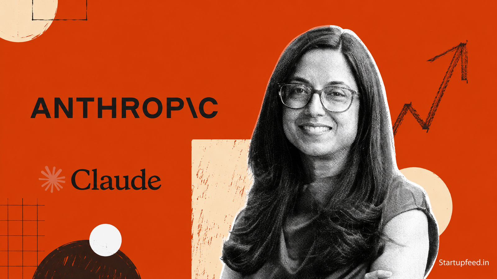 Anthropic Appoints Sangeeta Bavi as India startup growth head, shown with the Anthropic and Claude logos
