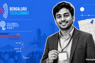 Startup Events India 2026 collage showing founders, investors, and city landmarks from conferences in New Delhi, Mumbai, Surat, and Bengaluru.