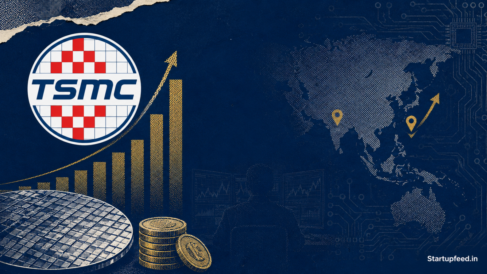 Taiwan overtakes India as the world's fifth largest stock market, driven by TSMC's AI chip rally in 2026.