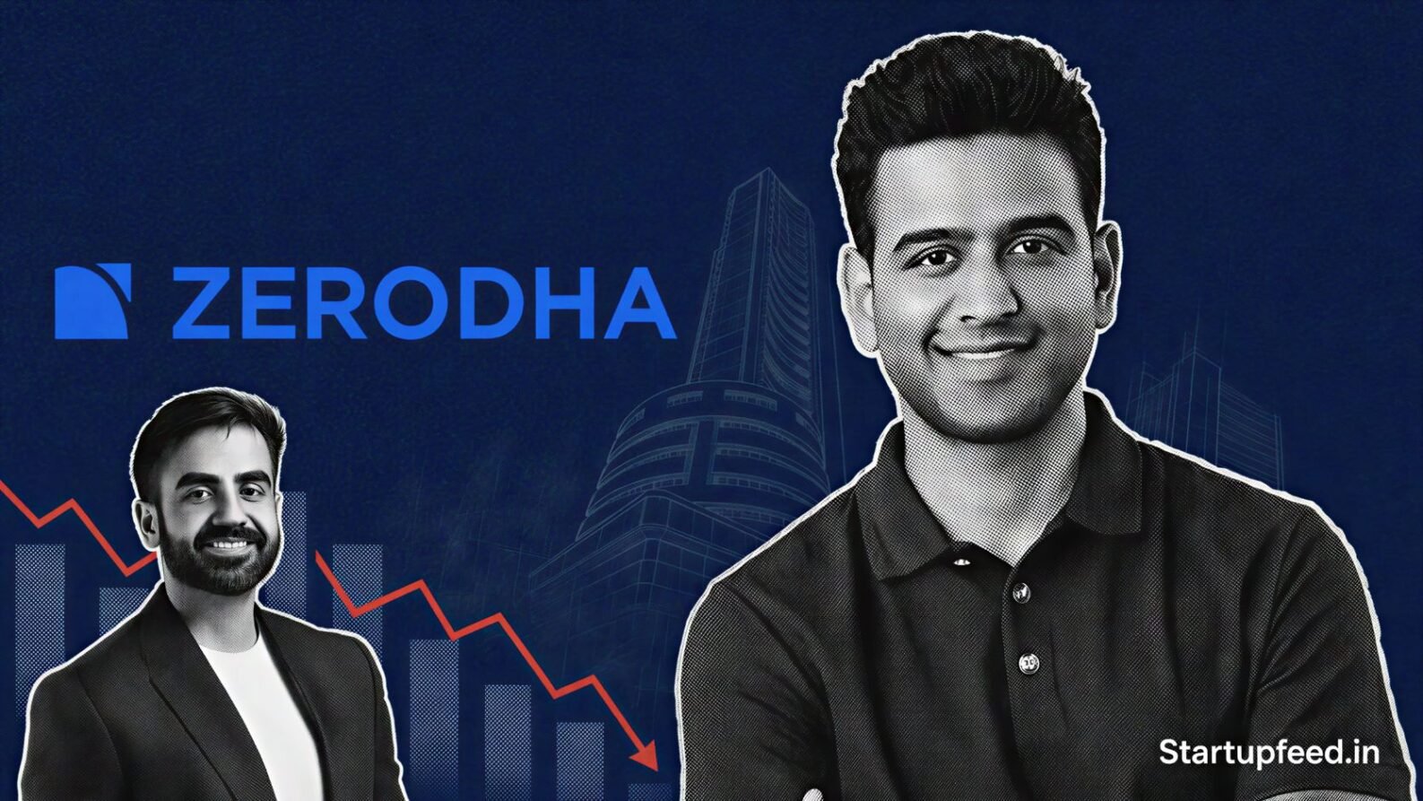Zerodha founders salary FY25: Nithin Kamath poses with the Zerodha logo as the company discloses Rs 96 Cr remuneration each for the Kamath brothers from their bootstrapped brokerage.