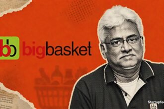 BigBasket CEO Hari Menon transition represented by incoming chief Amit Nanda beside the official BigBasket logo