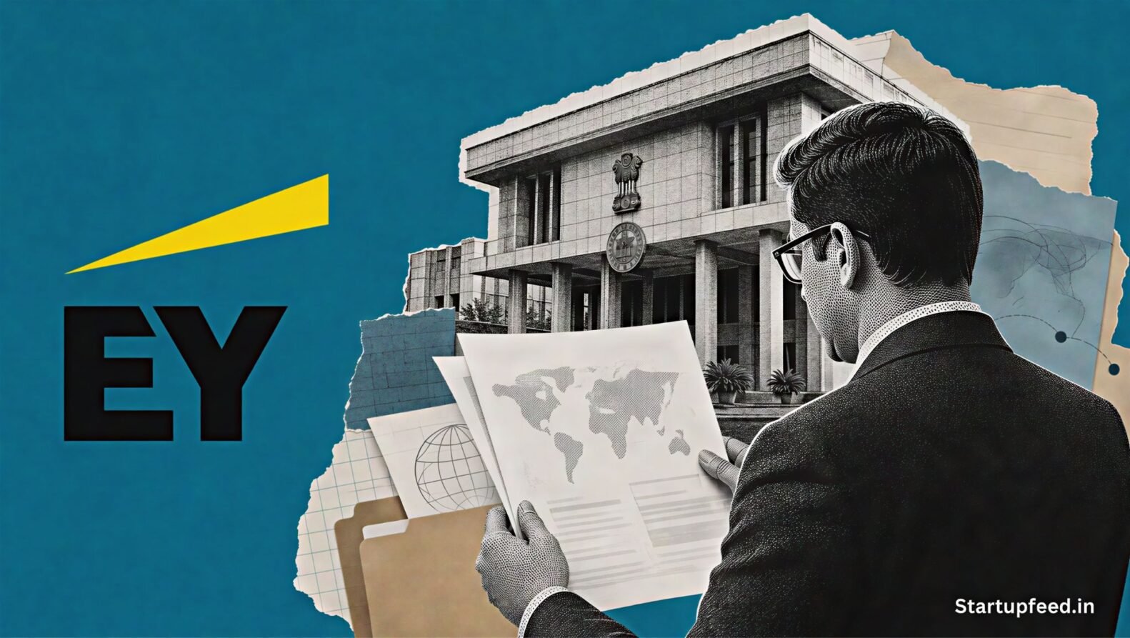 Secondment Tax Ruling editorial collage with the EY logo, Delhi High Court building and cross-border employment documents