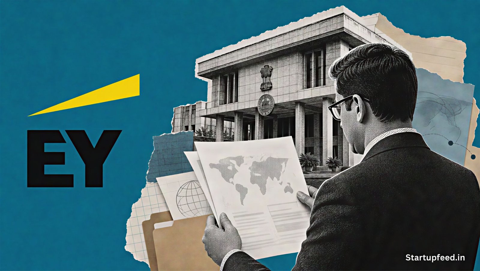 Secondment Tax Ruling editorial collage with the EY logo, Delhi High Court building and cross-border employment documents