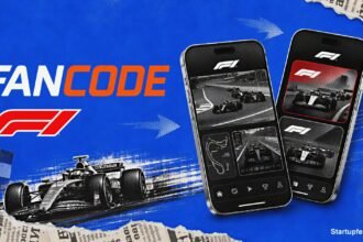 FanCode Bags Bold F1 India broadcast rights visual with FanCode and Formula 1 logos, race car silhouette, and premium streaming elements