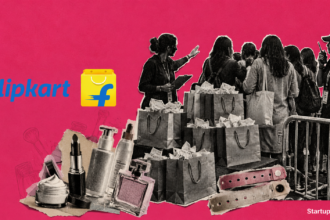 Flipkart Glam Up Fest crowd scene with creator silhouettes, beauty products and gift hampers at the Delhi event