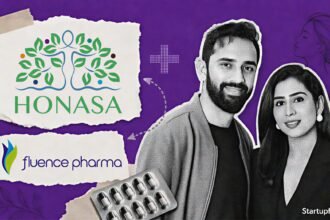 Honasa Buys 58% Fluence Pharma in an editorial collage featuring Varun Alagh, official company logos and skin-health supplement motifs