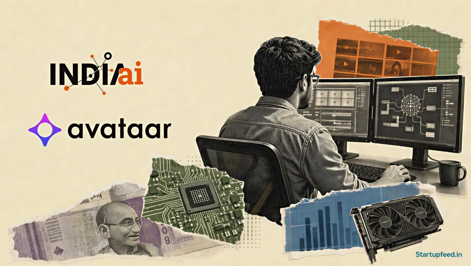 IndiaAI Mission models visual featuring Avataar’s Varya, sovereign AI circuitry and India-focused video generation