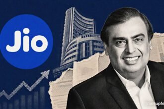 Mukesh Ambani beside the Jio logo as the Jio IPO DRHP signals a 27 crore-share fresh issue