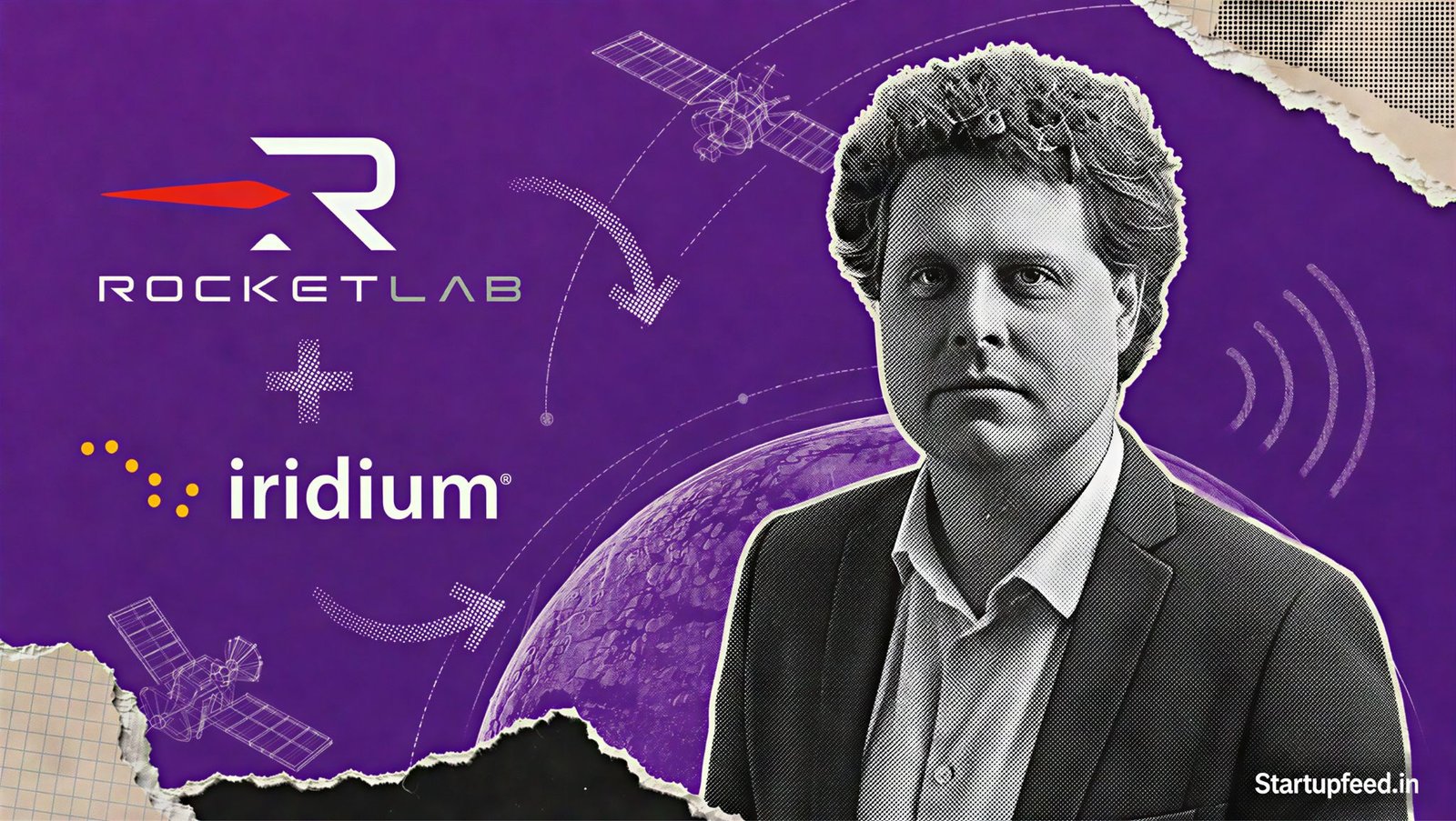 Rocket Lab buys Iridium in an $8 Bn satellite-network deal, shown with Peter Beck and both companies’ official logos