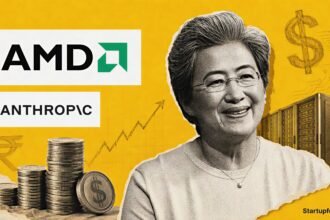 AMD Anthropic deal featuring Lisa Su with 2 GW AI compute, AMD and Anthropic logos, server racks and investment imagery