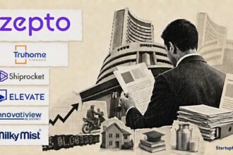 August 2026 IPO rush editorial collage featuring Zepto, Shiprocket and other major issuers against an Indian stock exchange backdrop