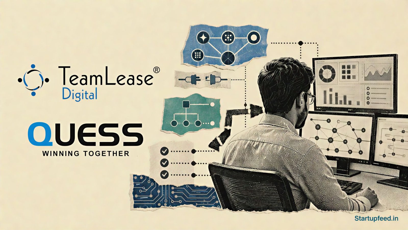 Indian AI Talent shift visualised through a halftone engineer coordinating multi-agent systems, MCP tools and enterprise workflows