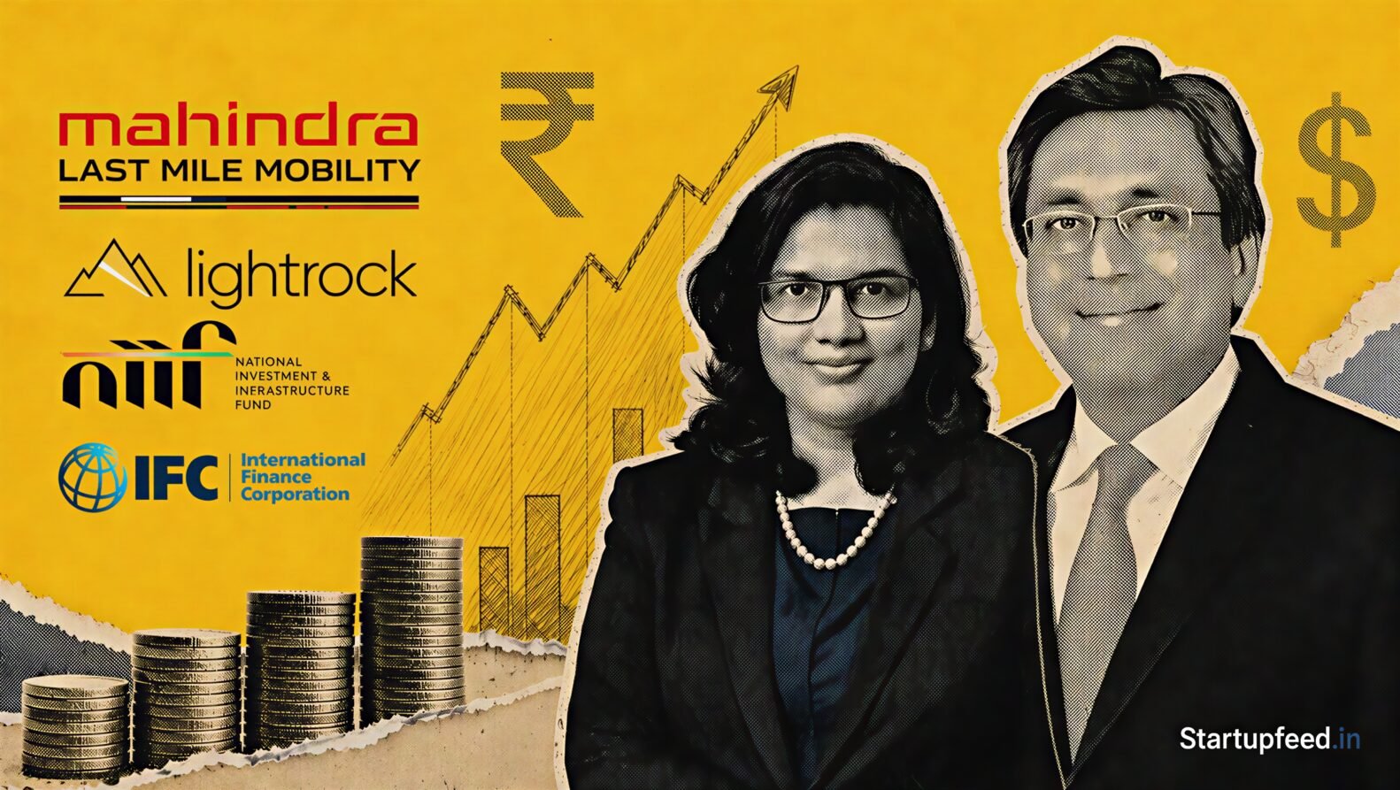 Mahindra EV arm funding announcement featuring Anish Shah with Mahindra and Lightrock logos after the Rs 322 Cr unicorn funding round