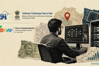 NERVE CoE Open Challenge scene with STPI logo, AI workstation, GPU compute and Nagpur startup collage