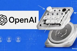 OpenAI Codex Micro launch visual with the branded macropad, OpenAI logo, joystick and reasoning dial on an electric blue background