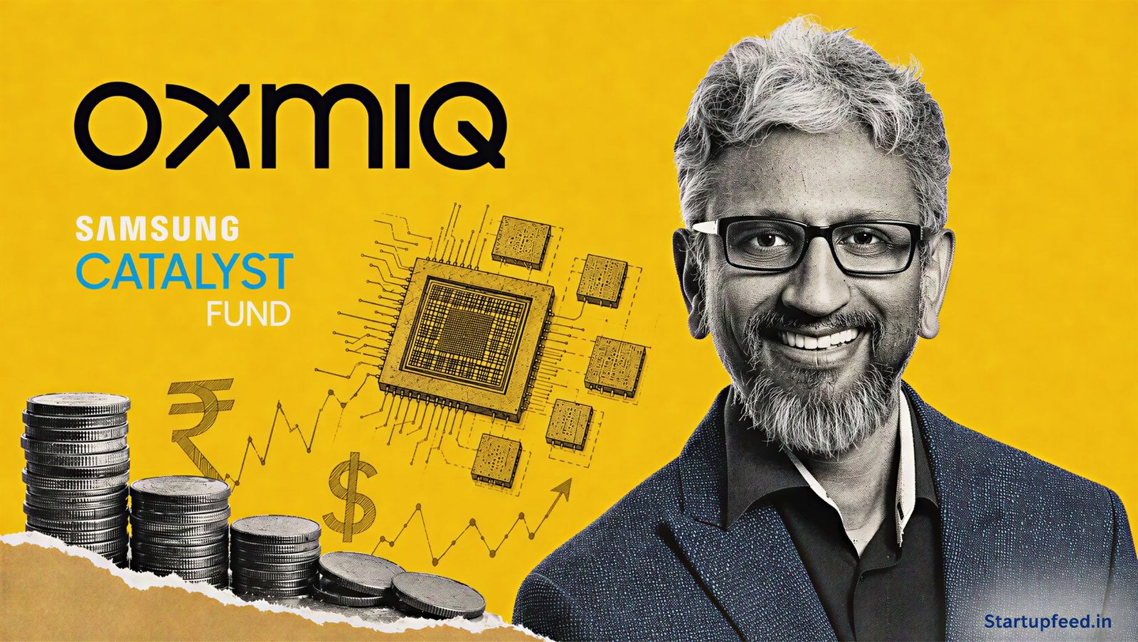 Raja Koduri beside the OXMIQ logo as the OXMIQ Series A brings $35 Mn for licensable AI GPU development