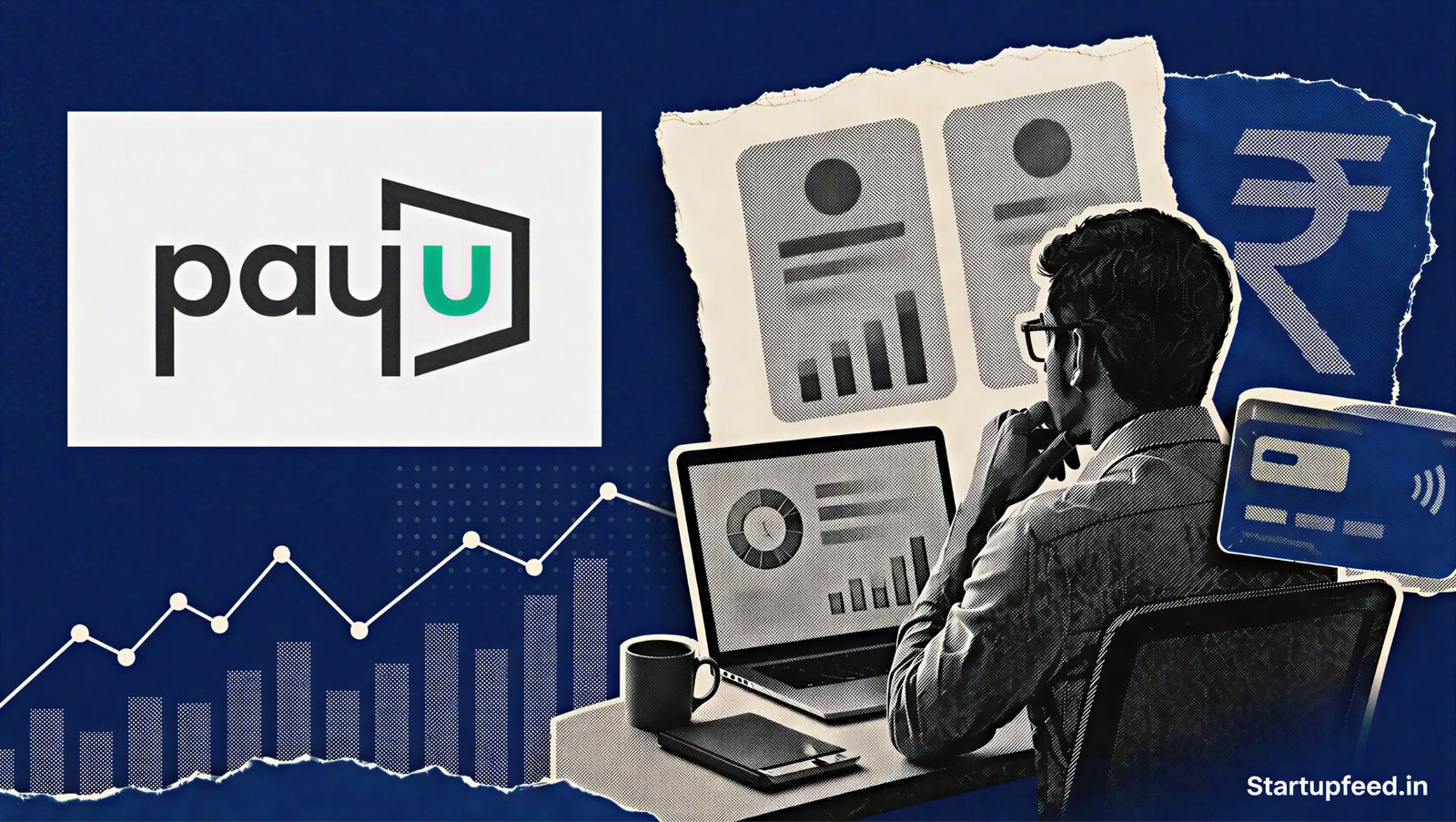 PayU India FY26 profit collage with PayU logo, fintech dashboard shapes and Prosus-backed payments turnaround
