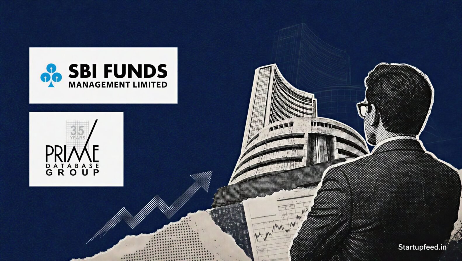 Pre-IPO placements revival shown through SBI Funds Management logo, BSE sketch and institutional market collage