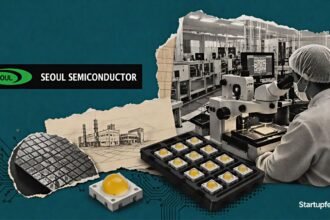 Seoul Semiconductor India plant concept with official logo, LED chip packaging line and Semicon 2.0 policy documents