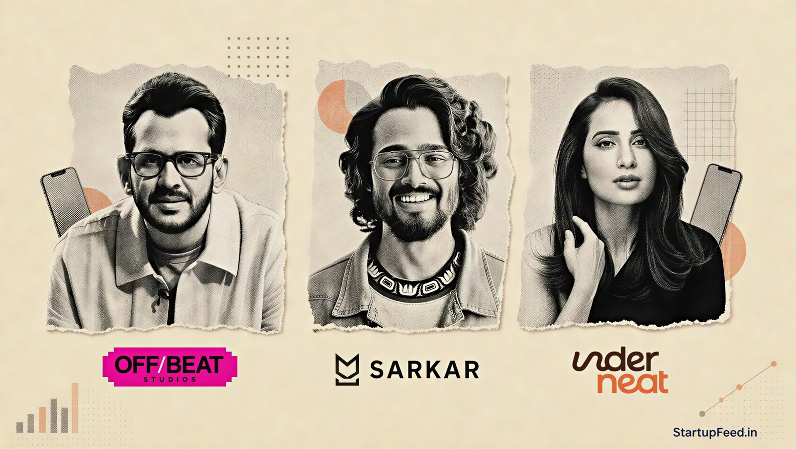 Everyone Wants to Be a Founder: The Creator Brand Math 41 Creator brands in India with Bhuvan Bam, Aman Gupta and Kusha Kapila beside their product logos