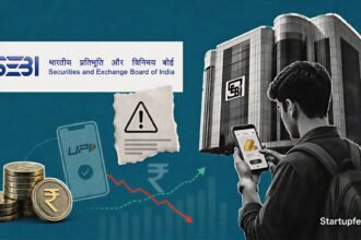 GenZ Digital Gold Rush illustrated through SEBI headquarters, UPI payment motifs and fractional gold coins