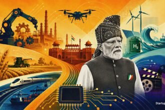 Modi Saptadhara highlights seven growth streams including AI, defence, green energy and manufacturing for India.