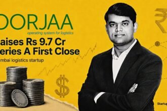 OORJAA Series A funding with Sandeep Patil, Equentis Angel Fund logo and logistics network motifs