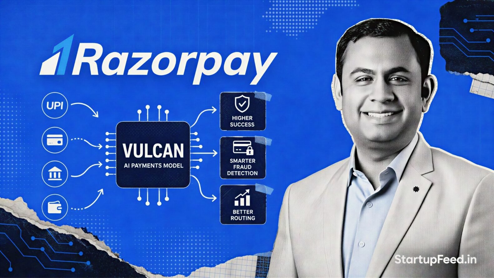 Harshil Mathur, Razorpay CEO, presenting Razorpay Vulcan AI payments model built with Nvidia and AWS