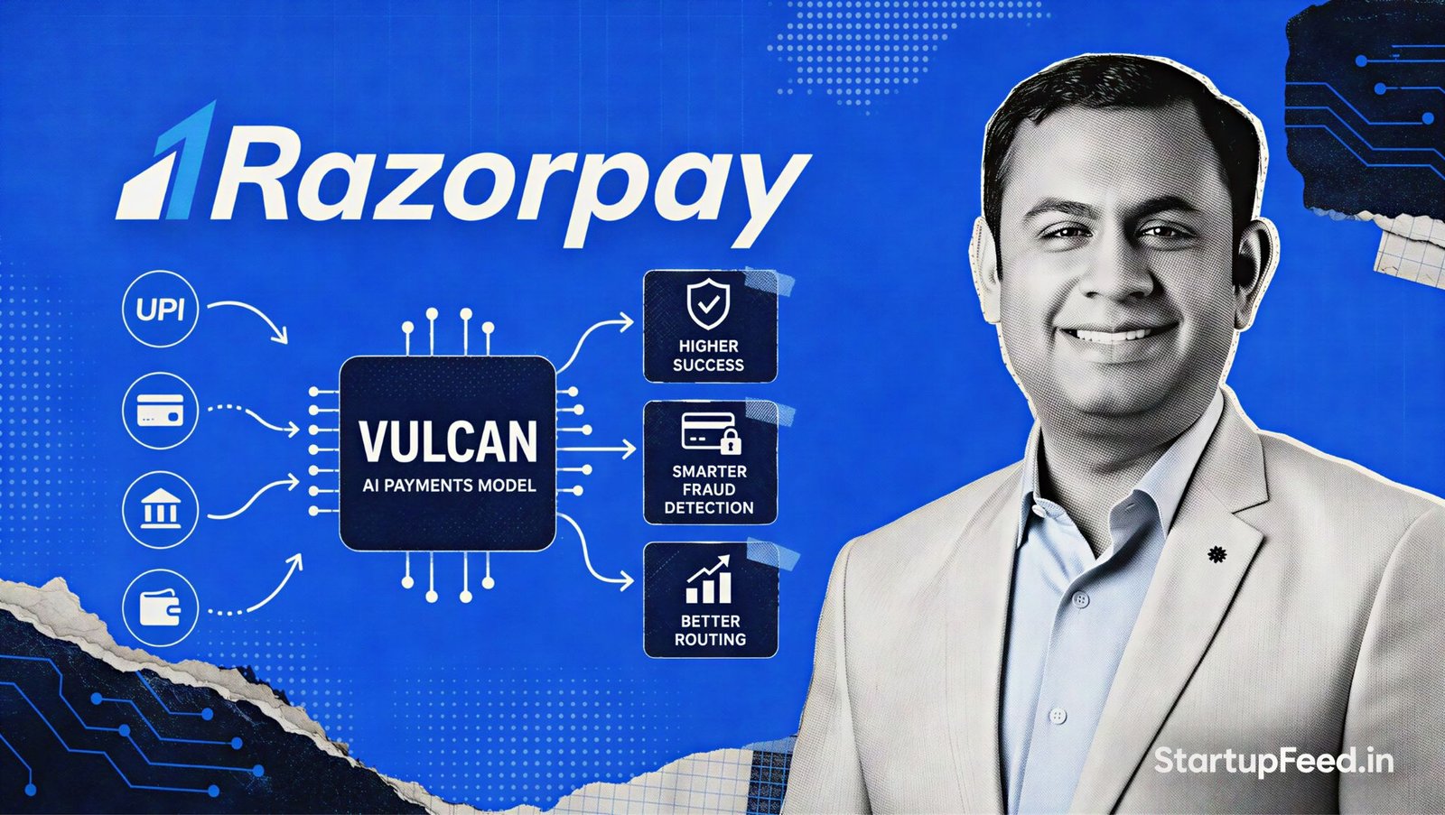 Harshil Mathur, Razorpay CEO, presenting Razorpay Vulcan AI payments model built with Nvidia and AWS