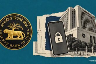 RBI Device Locking Rules illustrated with Reserve Bank emblem, financed smartphone lock motif and regulatory document scene