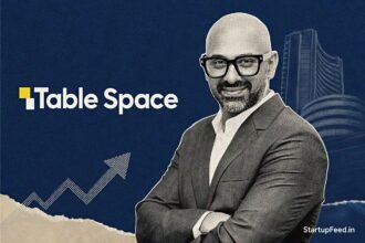 Karan Chopra, Table Space founder, beside company logo for Table Space IPO filing with Rs 800 Cr fresh issue
