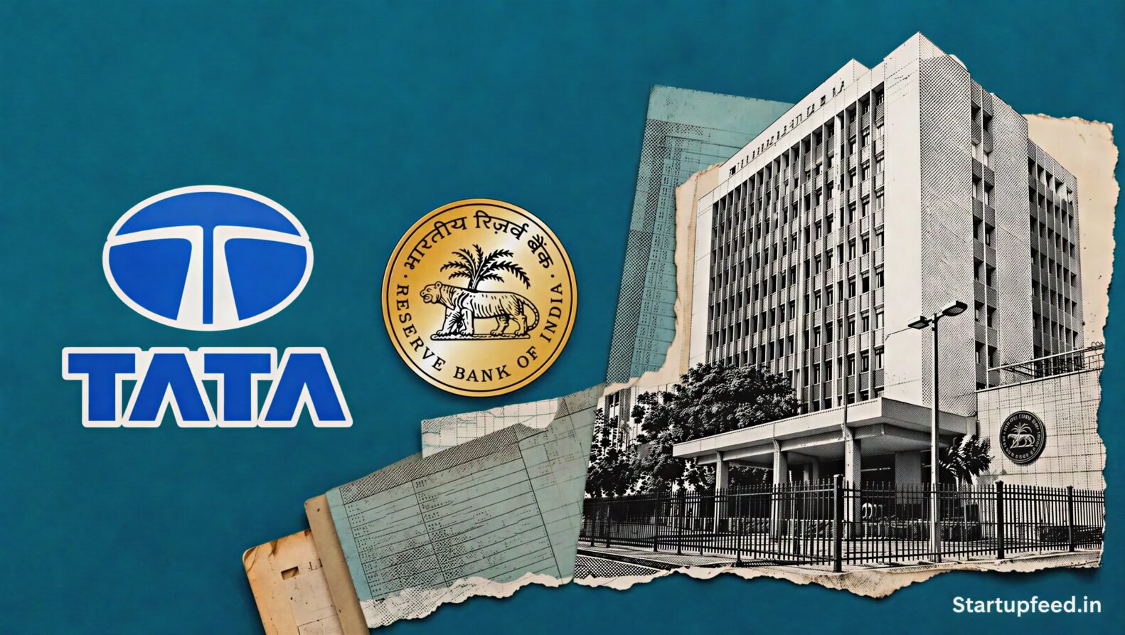 Tata Sons Upper Layer NBFC status illustrated with RBI regulatory imagery and Tata Group branding for the FY27 classification